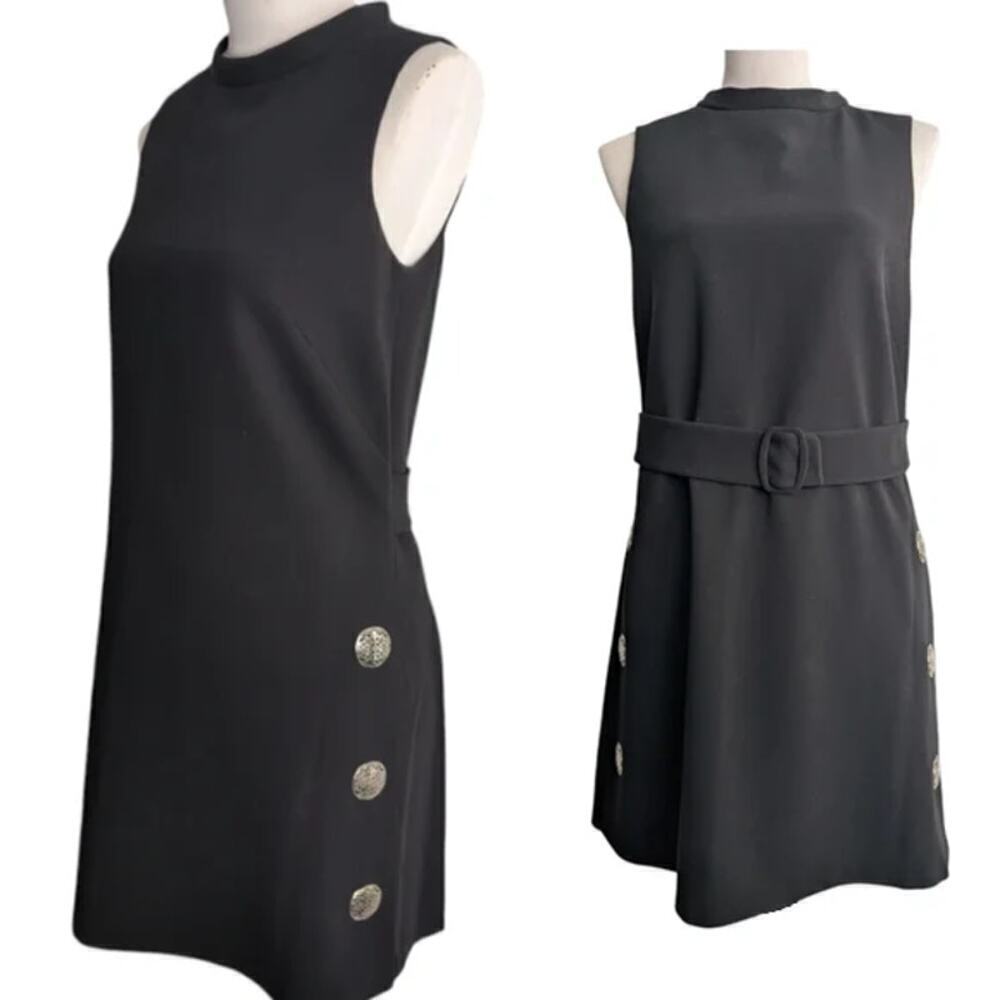 Elie Tahari Belted A-line Dress Black Size M
